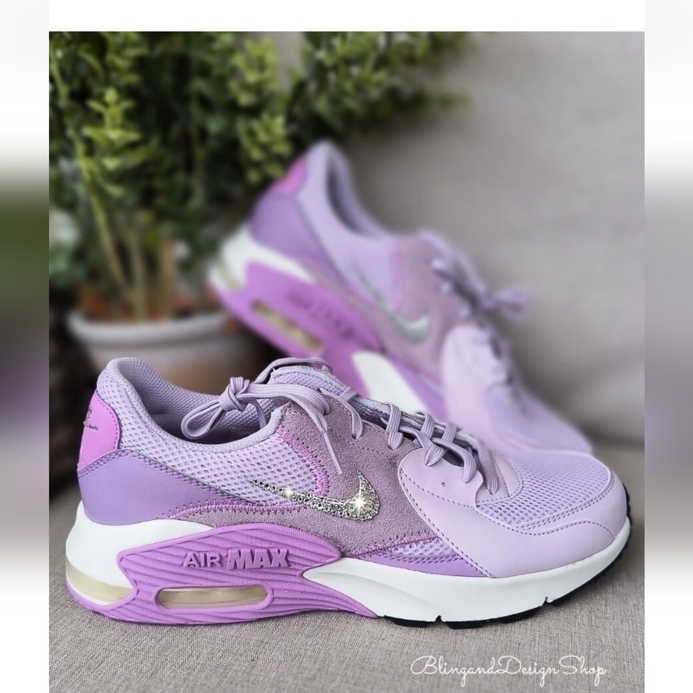 Nike Air Max Excee Womens Purple Sneakers Shoes Made with Swarovski Crystals - Picture 4 of 7